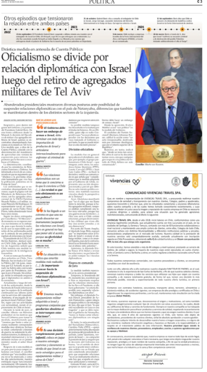 Vivencias Travel Chile aclara públicamente su identidad y transparencia con comunicado en El Mercurio - Giras de estudio Giras de Estudio - Vivencias travel